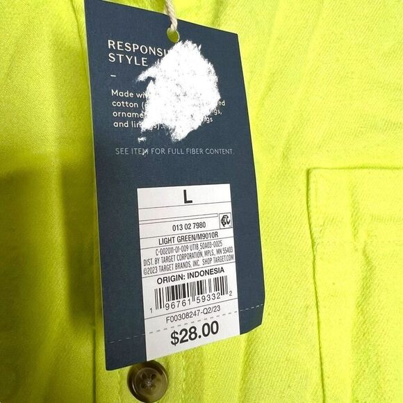 NEW Universal Thread Long Sleeve Flannel Button-Down Shirt Light Green Large - Picture 7 of 9